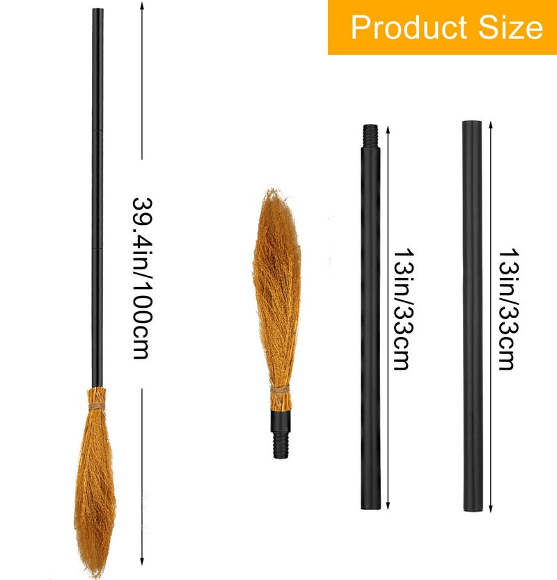 Medoore 4 Pack Halloween Witch Broom Plastic Witch Broomstick Cosplay Broom Props, Realistic Wizard Flying Broom Stick Accessory for Costumes - Image 2